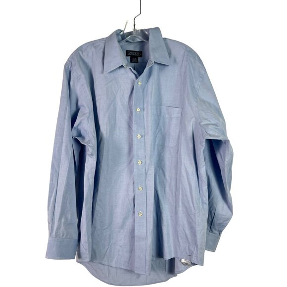 🟣🟣🟣 LAND'S END Men's Blue Collared Regular Fit Button Down Shirt Size 17-34 - Picture 1 of 7